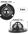 8 Pack Mini Adhesive Caster Wheels 3/4 Inch Self Adhesive Swivel Casters With 360 Degree Rotation Durable ABS Construction Load Capacity 55 Lbs For Kitchen Appliances Small Furniture And Containers, showing side and front view with measurements.