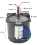 Mini Gearbox Electric 60KTYZ 110V 5-6RPM Torque 40Kgf.cm Synchronous Reduction Motor with labeled dimensions
