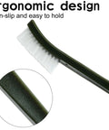 Close-up of a nylon brush from 9 Pieces Mini Wire Brush Set Rust Paint Metal Cleaner Steel,Nylon,Brass Brush Set for Detai Cleaning Welding Slag,Dirt