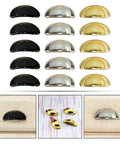 Thirty Pcs Miniature Alloy Knobs For Dollhouse Cabinets And Drawers One Twelfth Scale Tiny Drawer Pulls in gold, silver, and black.