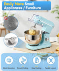 Mini Low Profile 0.5 Inch Caster Wheels Self Adhesive And Screw Mounted Rubber Casters Unidirectional Fixed Wheel For Small Appliances Furniture Organizers DIY Projects And Trays Brown 4 Pieces shown in use on a kitchen stand mixer