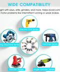 60 Pcs Electric Motor Carbon Brushes Set, 10 Assorted Sizes Graphite & Copper Replacement Parts for Power Tools with compatibility diagram