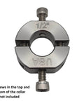 1/2" (0.50") Bore Mountable Two-Piece Clamping Shaft Collar in 303 Stainless Steel with tapped holes for easy mounting.