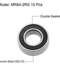 MR84-2RS Deep Groove Ball Bearing, double sealed chrome steel, 4mm inner diameter, 8mm outer diameter, 3mm bore, close-up view