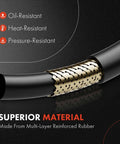 A-Premium Power Steering Return Hose Line Assembly showing oil-resistant, heat-resistant, pressure-resistant rubber layers