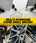 6Pack Drill Brush Power Scrubber Cleaning Brush Extended Long Attachment Set for surfaces and crevices in yellow.