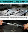 Adjustable Tap Wrench Handle for M6 to M20 and 1/4 to 3/4 inch taps, shown in use on metal table, ideal for threading and finishing