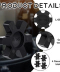 NBR Rubber Spider Center Inserts for L Jaw Couplings Four Piece Set Black Diameter Two and One Eighth Inches