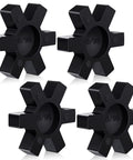 NBR Rubber Spider Center Inserts For L Jaw Couplings Four Piece Set Black Diameter Two And One Eighth Inches Designed To Cushion And Damp Vibration In Power Transmission Systems Ideal Maintenance Or Replacement Kit For L Jaw Couplings