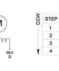 Wiring diagram and step sequence chart for 27:1 Planetary Gearbox Nema 17 Stepper Motor DIY CNC Hobby Camera Robotics.