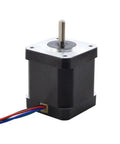 Front view of Nema 17 Bipolar Stepper 0.9deg(400 Steps/rev) 1.68A 44Ncm(62.3oz.in) Motor, showing wiring and shaft.
