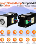 Nema 17 Closed Loop Stepper Motor with Integrated Closed Loop Stepper Driver 1.8° 2 Phase 0.7Nm(99.13oz·in) displayed front and rear