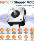 0.9° Nema 17 Stepper Motor 2 Phase High Torque 0.09Nm(12.75oz·in) Bipolar 0.4A 9.1Ω 42x21mm 4-Lead Shaft 17mm φ5mm shown with features.