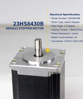 Nema23 Stepper Motor 76mm Dual Shaft 3A 270oz-in 4 Lead Wire showing front view with specifications label