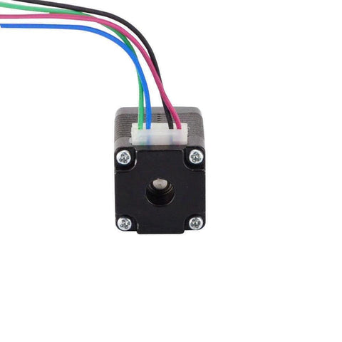 Front view of Nema 8 Bipolar Smallest Stepper Motor 1.6Ncm/2.3oz.in 1.8deg 28mm 0.2A 4 Leads with attached colorful wires