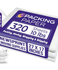 Newsprint Packing Paper Bulk 320 Sheets 27x17 Inches 10 Lb for Moving and Cushioning, packaging close-up
