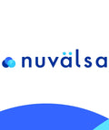 NuVal̈sa logo featuring blue text and abstract circular shapes on a white background