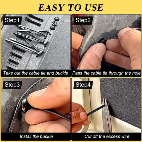 Step-by-step guide using 150Pcs Nylon Universal Cable Tie Buckle Kit For Cars And Home Fixes Zipper Clips T Zip Ties Automotive Plastic Rivet Fixings Engine Cover Retainers Fender Liner Door Panel Fasteners And DIY Auto Repair Essentials.