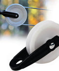 Nylon Clothesline Pulley 2 inch Diameter Nylon Pulley Outdoor Puller Rope Wire Rope Pulley Clothes Line Pulley Kit installed on clothesline