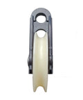 Side view of 2-1/2-Inch Diameter Nylon Pulley - Durable, Smooth Outdoor Clothesline Pulley for 1/4-Inch Rope, 4 Pack