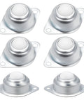 Six Pack Five Eighth Inch Nylon Roller Ball Transfer Bearing Casters With 360 Degree Swivel Wheels on white background