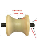 Pulley,Pulley Wheel, 2 U-Groove Casters,Heavy Duty Barn Door Wheel in Nylon,Hardware for Inverted Track,Yellow,side view