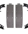1992 Mitsubishi Galant Rear PAB677 Organic Bonded Drum Brake Shoe Set, showing two pairs of drum brake shoes with a dark lining.