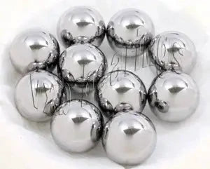 10-Pack Tungsten Carbide 5/32 Bearings Ball 0.156 inch Dia Balls in silver, arranged on a white surface, highlighting spherical design.