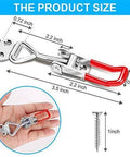 Manual Horizontal Hook & Latch Clamp 220Lbs Holding Capacity with dimensions shown, focusing on sturdy zinc-plated steel design.