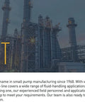Industrial facility with "PENTAIR SHURFLO" branding, highlighting Shurflo's history and product offerings.