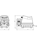 Technical diagram of peristaltic Pump 24V 1500ml/min high Flow Intelligent Variable Speed 0.1-400rpm Liquid dosing Pump with dimensions.