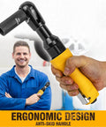 Hand holding 3/8-Inch Air Ratchet Wrench, Professional Pneumatic Ratchet Wrenches for Auto Maintenance and Repair Work, Maximum Torque 60 FT-LBS with ergonomic design.