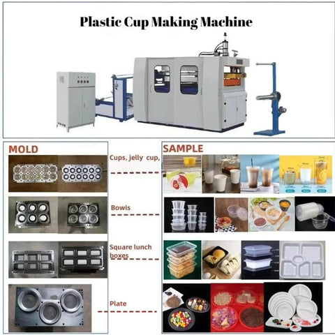Industrial Automatic Thermoforming Machine For Disposable Plastic Cups With Square Steel Frame Pro Grade Forming and Cutting