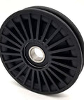 Rope Idler Pulley Four And A Half Inch Diameter Seventeen Millimeter Bore Plastic for power transmission in compressors and fans.