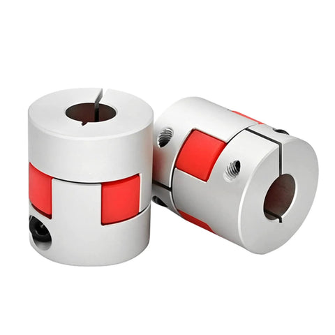 Aluminum D30/L35 flexible shaft coupling with red clamp inserts, 10mm to 14mm, for 3D printers and CNC motors