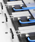 Row of PNEUMATIC 20mm Bore 100mm Stroke Double-Rod Double-Acting Aluminum Pneumatic Air Cylinder TN20-100 with blue hoses