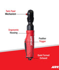 Pneumatic Tools 802: Composite Twin Pawl Ratchet Wrench 70 ft-lbs of Torque - 3/8-Inch side view showcasing ergonomic design.