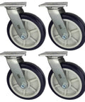 Drywall Dolly Replacement Polyurethane Wheel Casters - 2,400 Lbs Capacity, set of four, 8-inch wheels, metal brackets