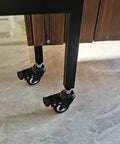 Set Of 4 Heavy Duty 1.5 Inch Stem Casters With 5/16-16 X 1 Inch Threaded Stems Carbon Steel Frame And Polyurethane Wheels installed on table