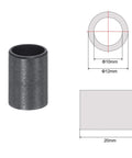 Four POM Sleeve Bearings 10mm Bore 12mm OD 20mm Length Self Lubricating Oilless Bushings with dimensions