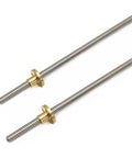 Two precision 200mm TR8X8 Acme lead screws with 8 mm lead, SUS304 stainless steel shafts and brass nuts for Z axis motion in 3D printers