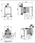 Technical diagram of Precision Controls Diaphram Metering Chlorine Chemical Water Pump -31.6 GPD, 150 PSI - 115 Volt