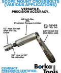 Precision Torque Limiter Kit 65 in-lb with ratchet, hex socket, and adapter, for professional assembly and mounting.