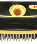 Purdy 140910300 Wire Brushes Block, One Size, Multi, front view showing stainless bristles and rubberized yellow grip.