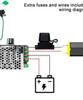 Wiring diagram of 7-70V PWM DC Motor Speed Controller 30A - Low Heat Aluminum Housing for Brushed DC Motors, DIY Projects Green