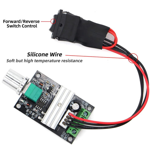 Small PWM DC Motor Speed Controller - for 6V 12V 24V 28V 3A 80W Low-Voltage Gear Motors with Forward/Reverse Switch Control