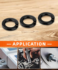 Three 1/4-in black finish lock washers, stainless steel 304 (18-8), for fasteners