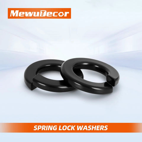 MewuDecor 1/4-inch black stainless steel lock washers (18-8/304); two pieces visible
