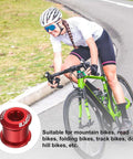 Cyclist on road bike with red 5pcs Double Chain Ring Bolts M8 Aluminum Alloy Bicycle Crankset Nuts Chainwheel Screws for Road Bike Mountain Bike
