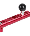 One Inch Ball Adapter with M6 x 1.0mm Threaded Post for RAM Mounts, red aluminum base showing ball head and screw holes close-up